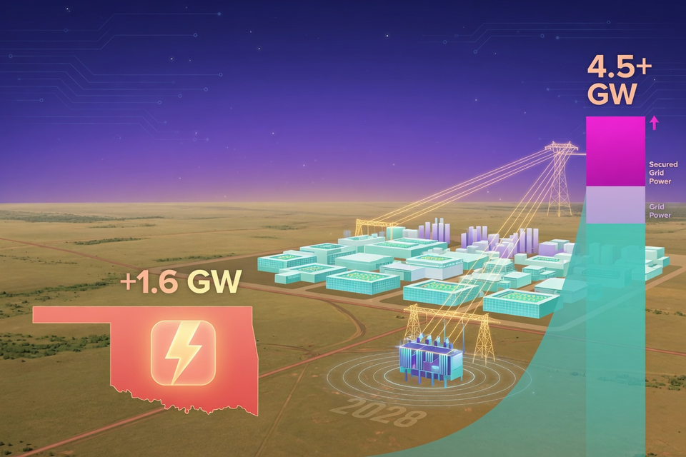 IREN Adds 1.6GW Oklahoma Data Center Campus, Lifting Secured Grid Power Above 4.5GW