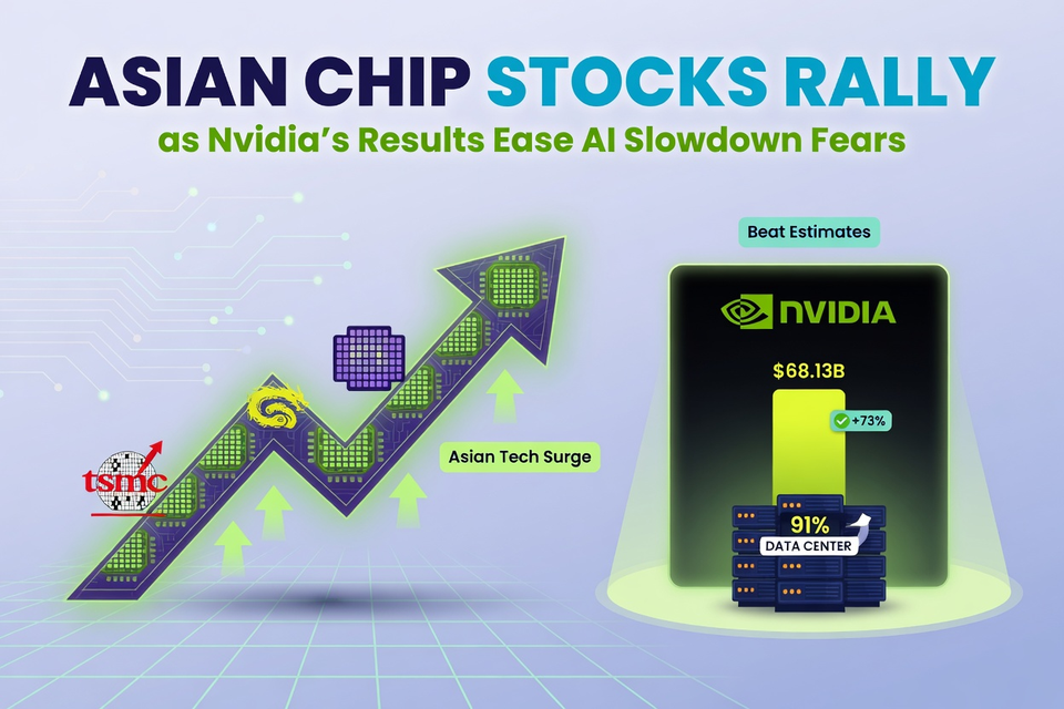 Asian Chip Stocks Rally as Nvidia’s Results Ease AI Slowdown Fears