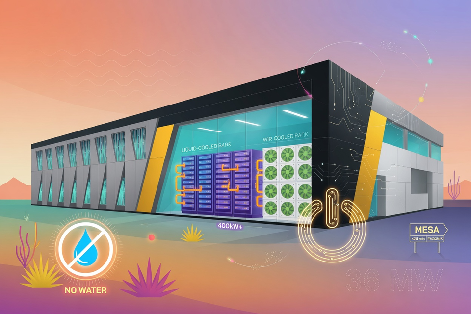 Edged US Opens 36MW Waterless Data Center in Mesa, Arizona, Rated for 400kW Racks