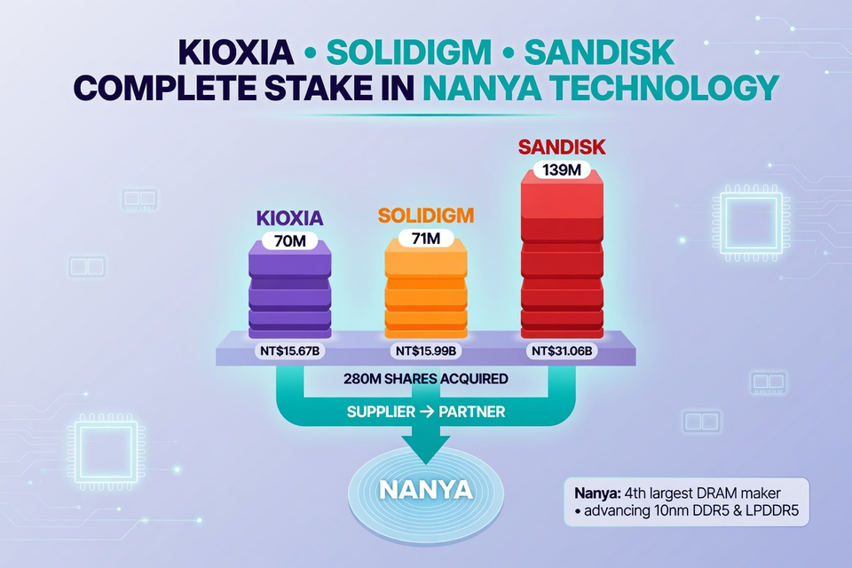 Kioxia, Solidigm and SanDisk complete their stake in Nanya Technology