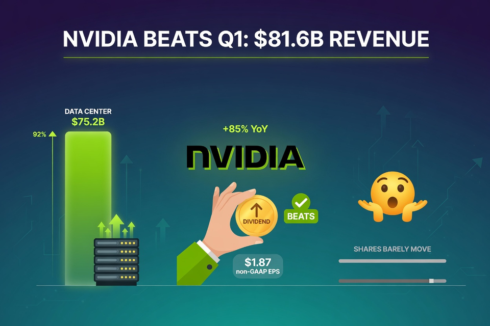 Nvidia Beats on Q1 Earnings, Boosts Dividend, and Shares Barely Move