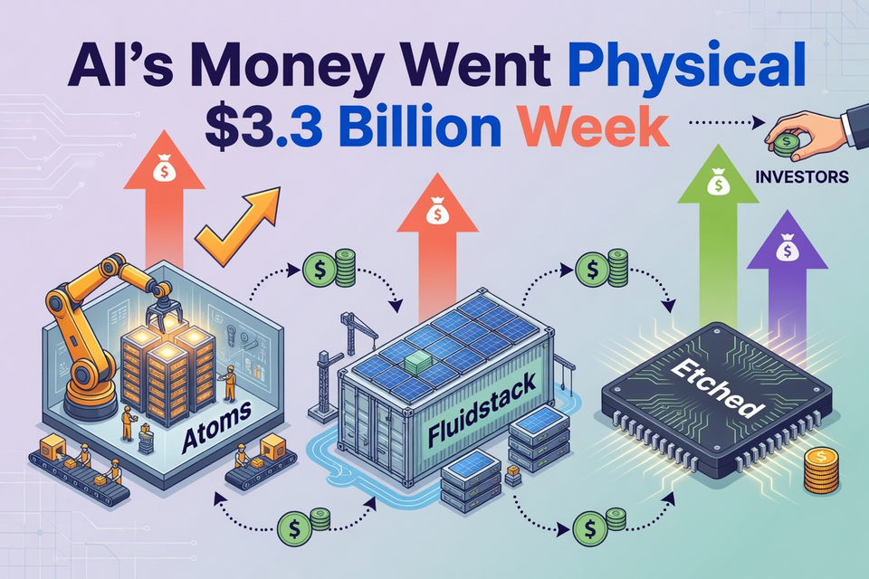 AI’s Money Went Physical: Atoms, Fluidstack and Etched Lead a $3.3 Billion Week