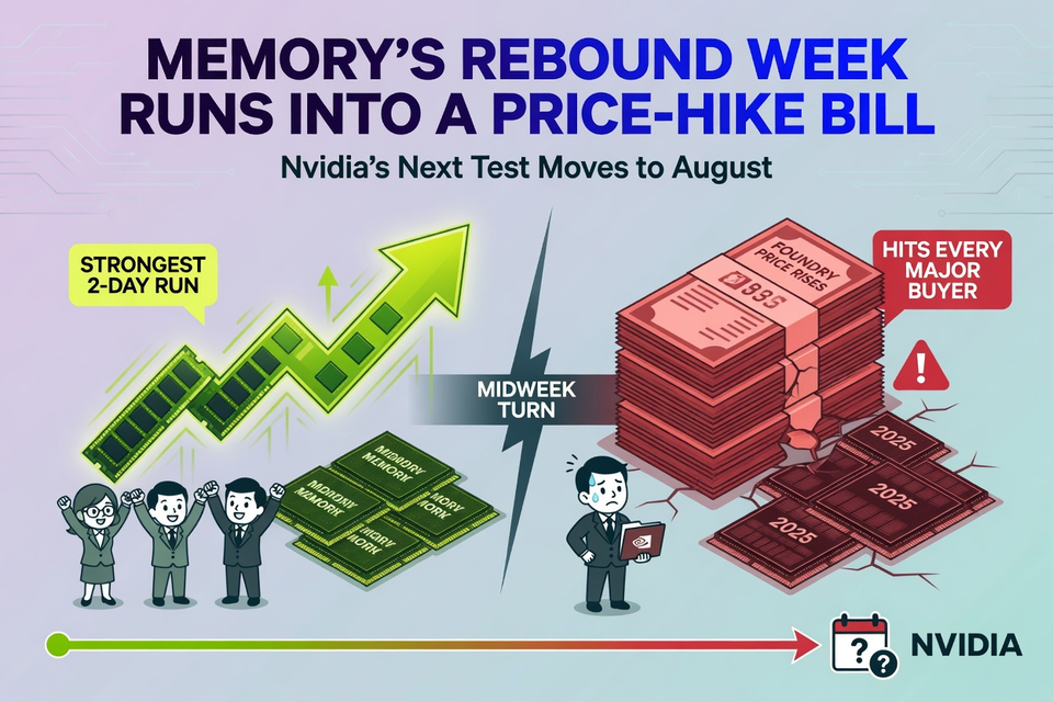 Memory’s Rebound Week Runs Into a Price-Hike Bill as Nvidia’s Next Test Moves to August