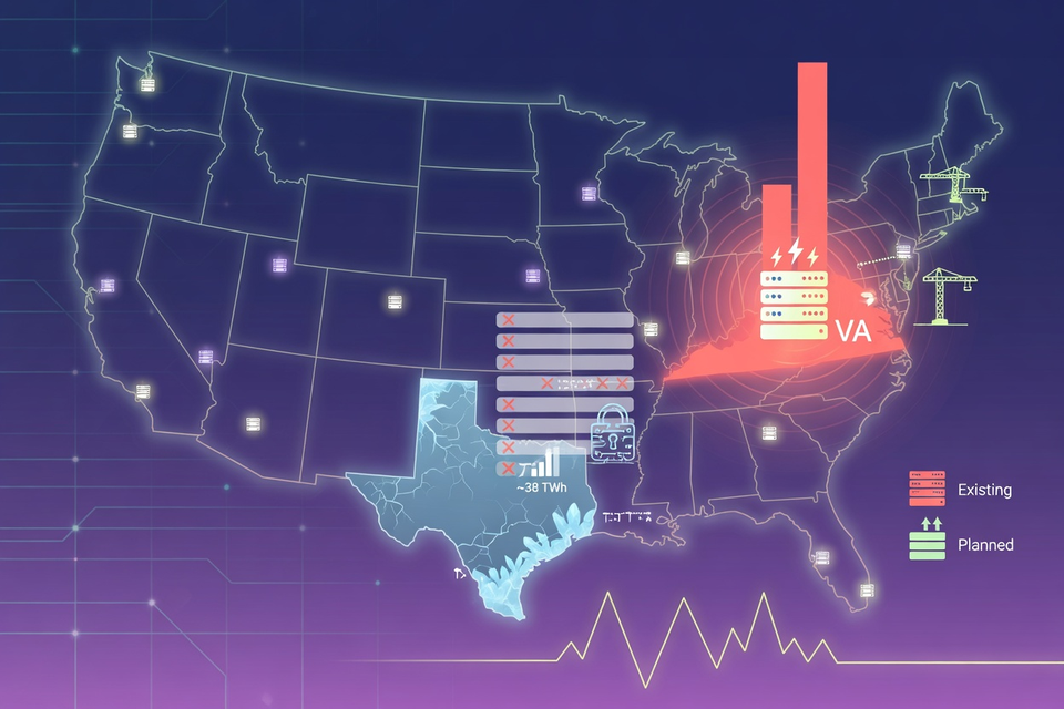 US Data Center Power Map: Virginia Tops the Load as Texas Freezes Its Queue