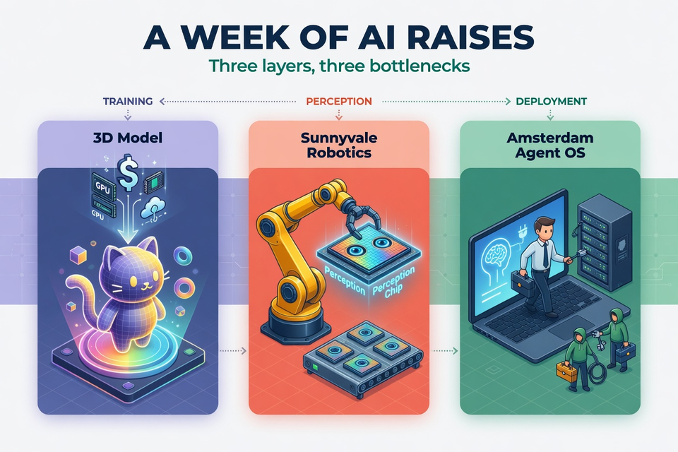 A week of AI raises funds 3D models, robot sensing silicon and an enterprise agent OS